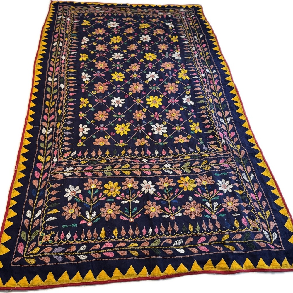Vintage Indian Hand Embroidered Tapestry